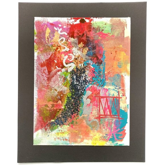 Scripting 2 - Original Wall Art Liquid Oil Paint & Marker Signed Painting 6”x8” - Picture 2 of 10